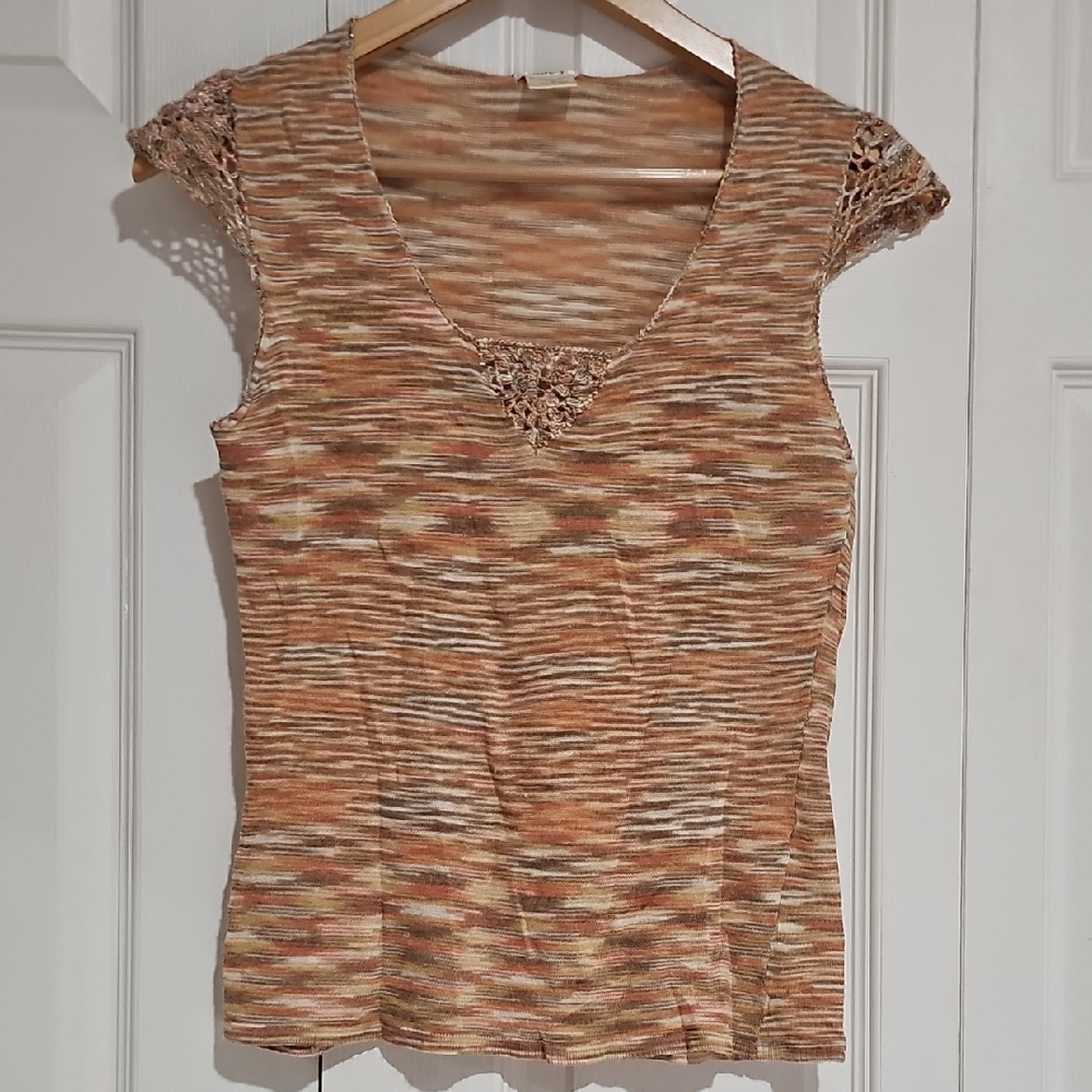 🍂 Studio Y Knit Top – Crochet Detail – Size S 🍂